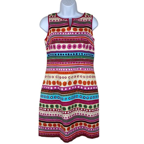 Talbot's Women's Seersucker Cotton Sheath Dress Pink Size 4P Striped - Picture 3 of 8